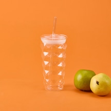 Mienn Pipetli Cam Bardak - Şeffaf - 480 Ml Renkli