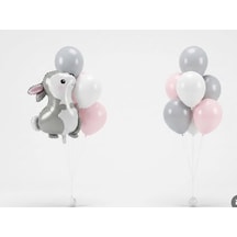 Little Bunny / Tatlı Tavşan Balon Seti 11 Parça Gri-beyaz-pembe