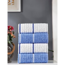 Hand Navy 50 X 85 Cm 4'lü El Ve Yüz Havlusu Mavi-beyaz Mavi - Beyaz