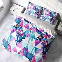 Monohome Geometric Tropical 3d Pamuk Saten Çift Kişilik Nevresim Takımı-1303 - Lastiksiz