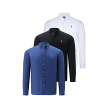 Üçlü Set G674 Dewberry Erkek Gömlek-siyah-beyaz-indigo Siyah-beyaz-indigo