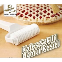 BÜYÜK BOY KAFES ŞEKİLLİ HAMUR KESİCİ,TART KESİCİ,KESME RULETİ ROOC AS-007 Beyaz
