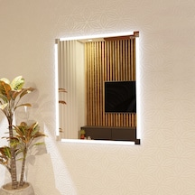 60x80 Cm Linea Frame Led Dimmable Dokunmatik Dikdörtgen Ayna Beyaz Işık 6500k Beyaz