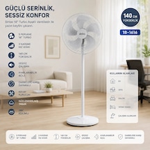 Bay Beyaz 5 Pervane - 18 Inc Ev - Ofis Kompakt - Sessiz - Üç Kademe 140cm Yükseklik Ayaklı Vantilatör Sf-6798 Bx40