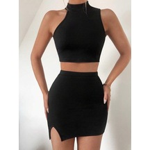 Deep Secret Yırtmaçlı Mini Etek 001