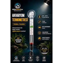 Akvaryum Tombul Termometre - Cam Termometre - Hassas Ölçüm - 0/40 Derece Arası Ölçüm - Net Görünüm - Güçlü Vantuz