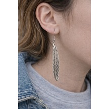 Free Feather Spirit Tüy Figürlü Gümüş Renk Unisex Sallantılı Küpe Çok Renkli