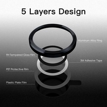 İphone 14 / İphone 14 Plus Kamera Camı Lens Koruyucu Halka Set - Siyah Diğer