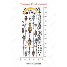 Hoşgeldin Ramazan Renkli Fener Sarkıt Cam Duvar Dekorasyon Sticker Seti