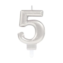 5 Rakamı Mum Gümüş Renk