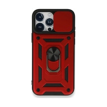 Apple Uyumlu  iPhone 15 Pro Max Kılıf Pars Lens Yüzüklü Silikon - Kırmızı 0.2M-Çok Renkli