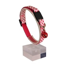 Pettagart Güvenlik Kilitli Ayarlanabilir Pembe Beyaz Desenli Yumuşak Doku Kedi Boyun Tasması 22-30 Cm