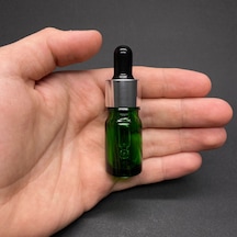Cam Damlalıklı Şişe Gümüş Metal Kapak Yeşil 5 ML
