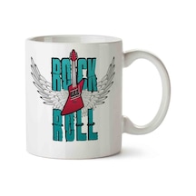 Rock And Roll Porselen Kupa Bardak Beyaz