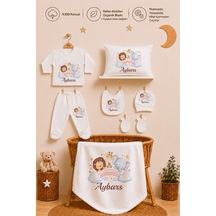 Pia Baby Erkek Bebek 7 Parça Hastane Çıkışı Seti %100 Pamuk Kişiye Özel İsimli Zıbın Set 1022zybyx Ekru