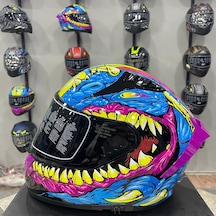 Mts M-801 Snake Full Face Kask Gongju Pembe - Mavi