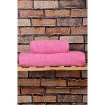 2 Parça %100 Pamuklu Soft Lüx Banyo Havlu Seti Pembe Çok Renkli