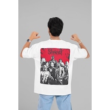 Slipknot Baskılı Unisex Oversize Tasarım Tişört Beyaz