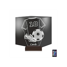 Luvivia Futbol Topu Forma Futbolcu Hediye Kişiye Özel 3d Lamba - Masa Gece Lambası Şeffaf