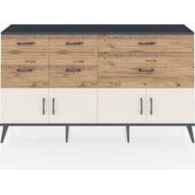 Arges Konsol Tek Raflı 6 Çekmeceli 4 Kapaklı 176x30x99 Antrasit-aytaşı/çam Aytası/atlas Çam - Antrasıt
