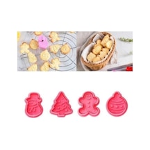 4 Adet Noel Çerezleri Fondan Kalıp Kek Çikolata Pişirme Kalıp Zanaat Dekor