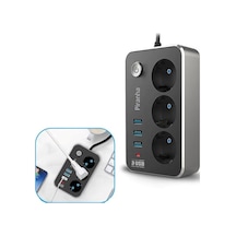 Isıya Dayanıklı Termal Akım Korumalı 2 Mt 10A 2500W 3lü Priz ve
