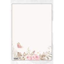 A5 Çiçek Bloknot Çizgisiz Defter - 50 Yaprak - Memopad - Notepad - Not Defteri - Not Kağıdı - 1856 Çok Renkli