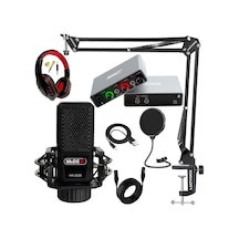 Midex Special Paket-3 Stüdyo Ekipmanları Ses Kartı Condenser Mikrofon Kulaklık Stand Full Set
