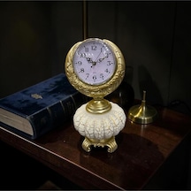Royal Vintage Masa Saati Gold Detaylı Klasik Dekoratif Saat Altın