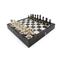 Metal - 145 - & Polyester Ahşap Satranç Takımı Siyah Beyaz Mk36p - Kmrsfres - - Mk36p