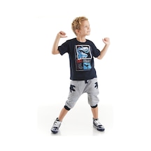 Denokids Mshb&g T-rex Info Erkek Çocuk T-shirt Baggy Kapri Takım Çok Renkli
