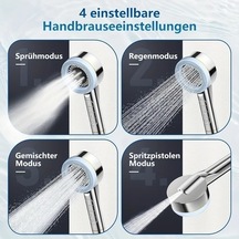 Fastbuy Dream011 2 Adet Gümüş Çiçek Duşu Hortumu İle El Tipi Sprey Seti - Silikon Masaj Paneli Diğer