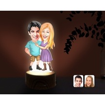 Kişiye Özel Sevgililer Karikatürlü Dekoratif 3D Biblo Led Işıklı (481495596)