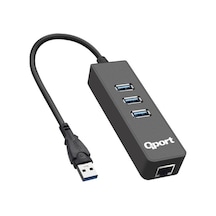 Qport Q-U3G 3Port Usb 3.0 Çoklayıcı & Gigabit Ethernet Adaptör