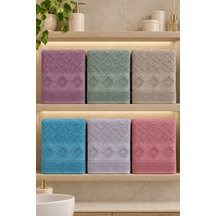 Elmas Motifli Renkli El Yüz Havlusu 50x90 Cm 6 Lı Set %100 Pamuk - Çok Renkli