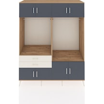 Kronos Gardrop 7 Raflı 2 Çekmeceli 2 Askılı 176x59x221 Çam-antrasit/aytaşı Antrasit/aytaşı