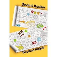 Melolisa Sevimli Kediler Dev Boyama Kağıdı 2 Metre Kedili Aktivite Rulosu - Çocuk Eğitici Rulo