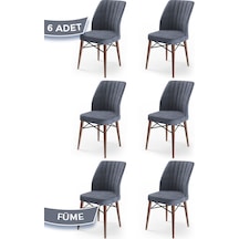 Canisa Concept Flex Serisi Gürgen Ayaklı 1.sınıf Sandalye , 6 Adet , Füme Sandalye , Ayaklar Ceviz Sandalye Füme Ayaklar Ceviz