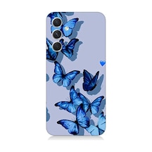 Samsung Galaxy S24 Uyumlu Mavi Kelebekler Desenli Silikon Kılıf