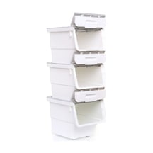 Motek Mt07 Tekerlekli Eşya Ve Erzak Kutusu 3katlı 3x12 Lt Organiz Beyaz - Gri