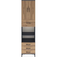 Arges Dolap 4 Raflı 4 Çekmeceli 2 Kapaklı 60x30x243 Antrasit-çam Antrasit