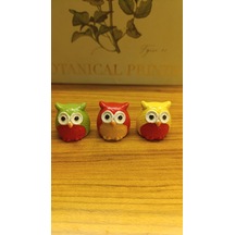 Artepieza Üç Bilge Baykuş Seti-renkli Dostlar Baykuş Seti-3 Lü Dekoratif Mini Set- Sarı -kırmızı -yeşil 4 4 0