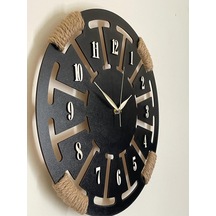 Ümra Lazer Rakamlı Ahşap Dekoratif Duvar Saati 40x40 Cm Siyah