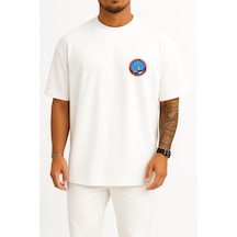 Bahriyeli Collection Oversize Tcg Poyraz P345 Cep Tasarımlı Unisex T-shirt Beyaz