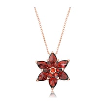 Gümüş Kırmızı Lotus Çiçeği Kolye (551175278)