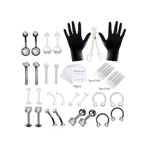 Mufunye 47 Parçalı Piercing Seti, Alerji Yapmayan, Paslanmaz, Solmayan, Siyah Ve Beyaz Elmaslar