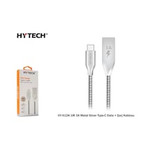 Hytech Hy-X124 1M 3A Metal Silver Type-C Data + Şarj Kablosu