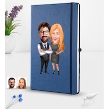 Kişiye Özel Sevgililer Karikatürlü Karikatürlü Lacivert Termo Der N11.2907
