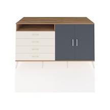 Kronos Konsol 3 Raflı 4 Çekmeceli 2 Kapaklı 176x59x99 Çam-antrasi Çam-antrasit/aytaşı