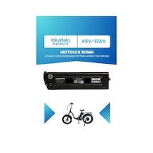 Motolux Roma Uyumlu Batarya Standart Kapasite 48v 12ah Güçlendirilmiş Elektrikli Bisiklet Bataryası Siyah